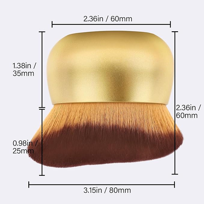 Airbrush Kabuki Brush for All Face Makeup & Foundation for Liquid, Cream and Powder Face Makeup, Large Brush for Effortless Natural Beautiful Look, With Wide-headed Bristles - Gold-FemmiqueWomen