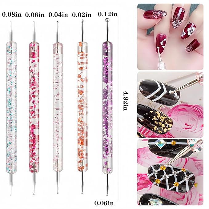 36Pcs Nail Art Brush Set, Acrylic Nail Brushes, Dotting Tools, Liner & Dust Brush, Drawing Pens For Gel Polish, sponge Polishing Rubs, Professional Nail Art Tools For Beginners & Salon Home Use-FemmiqueWomen