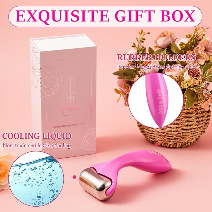 360° Rotating Ice Roller for Face-Stainless Steel Facial Massage Tool for Skin Tightening, Ice Face Roller -Wrinkle Reduction & Dark Circle Relief, Gift for Skincare Enthusiasts.-FemmiqueWomen