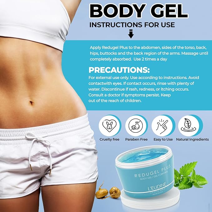 L’EUDINE Redugel Plus Skin Tightening Cream for Body, Firming Cream with Mint Oil, Field Horsetail, Marine Algae, Maca Extract, Skin Firming and Tightening Lotion – 8oz-FemmiqueWomen
