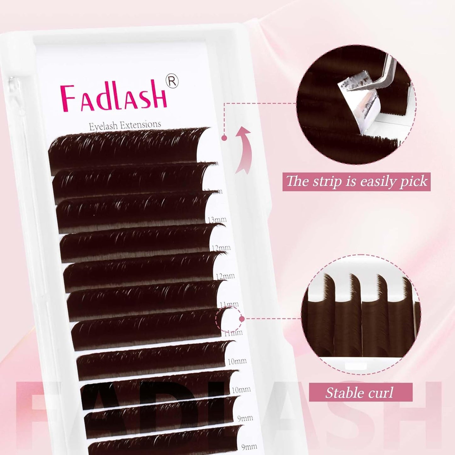 FADLASH Colored Lash Extensions Dark Brown Easy Fan Eyelash Extensions Volume Lashes C/D Curl Lash Extension 0.07 Self Fanning Eyelash Extension (Dark Brown-0.07C, 15-20mm)-FemmiqueWomen