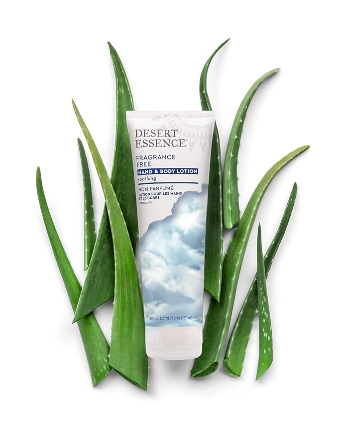 Desert Essence Fragrance Free Hand & Body Lotion - 8 Fl Ounce - Soothing - Aloe Vera - Shea Butter - Green Tea - Coconut Oil - Jojoba Oil-FemmiqueWomen