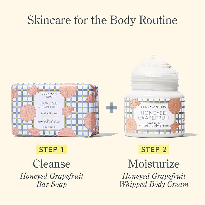 Beekman 1802 Whipped Body Cream, Honeyed Grapefruit - Scented - 8 oz - Intensely Hydrating & Softens Skin - With Goat Milk - Good for Sensitive Skin - Cruelty Free-FemmiqueWomen