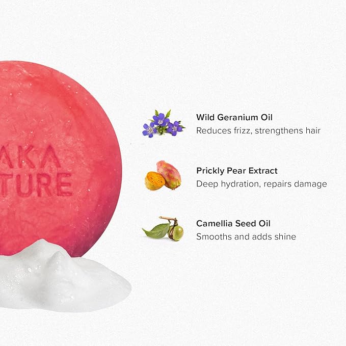 Maka Nature Low-Carbon Shampoo Bar | Korean K-Beauty Haircare with Natural Ingredients for Scalp & Hair Types | Vegan, Eco-Friendly, pH balanced, 3.35oz (Geranium)-FemmiqueWomen