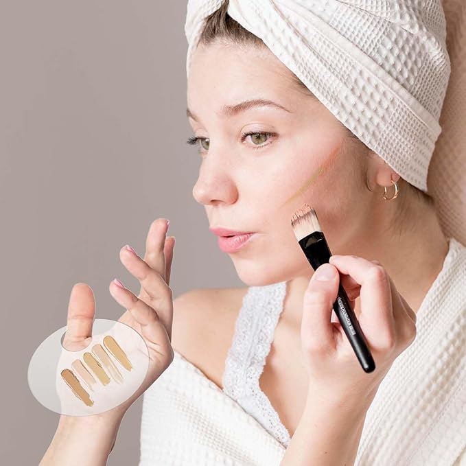 2PCS Makeup Mixing Palette with 2PCS Metal Spatula, Mixing Pigment Palette, Round White Clear Foundation Palette for Make up Eyeshadow Liquid Foundation Cosmetic Nail-Art Pigment Mixing Color-FemmiqueWomen