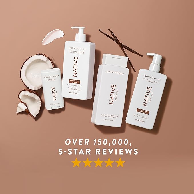 Native Body Lotion Contains Naturally Derived Plant-Based Moisturizers for Women and Men | Restores Dry Skin, Coconut & Vanilla, 16.5 fl oz-FemmiqueWomen