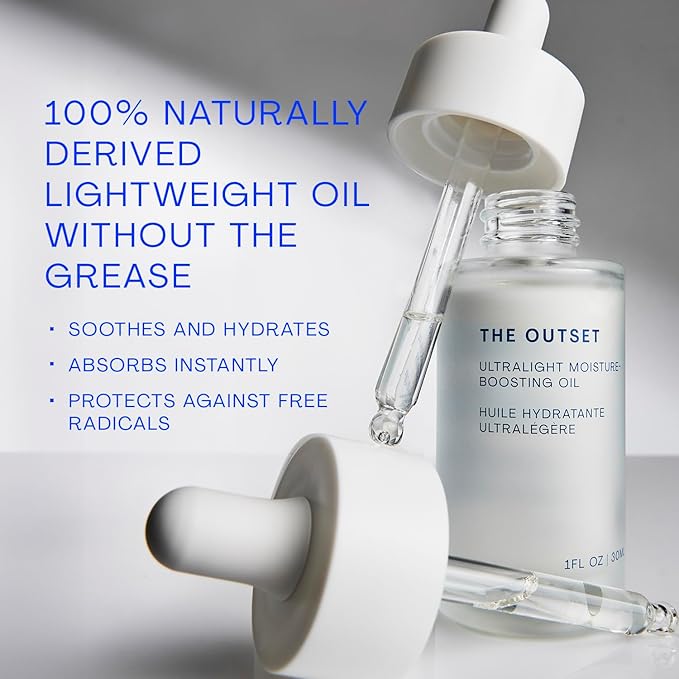 The Outset Ultralight Moisture Boosting Face Oil - Fragrance Free with Squalane - Non-clogging, Fast-Absorbing - Clean, Vegan, Gluten Free - All Skin Types, Sensitive Skin - 1 fl oz-FemmiqueWomen