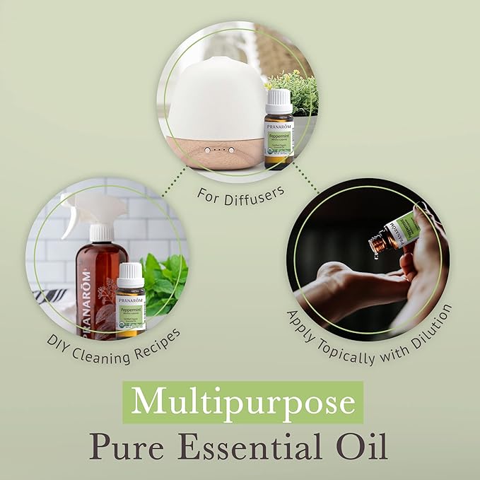 Pranarom USDA Certified Organic Peppermint Essential Oil (15ml), 100% Pure Undiluted Therapeutic Grade from India for Aromatherapy, Diffuser, Topical, Cooling, Massage & Relaxation-FemmiqueWomen