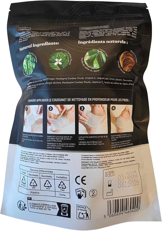 Nuubu | Deep Cleansing Foot Pads for Better Sleep & Foot Care | Premium Japanese Organic Feet Pads with Ginger Powder (Pack of 1 | 10 Pc)