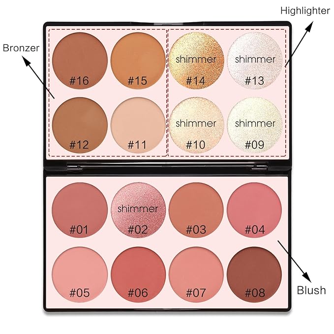 16 Colors Contour Palette Make up - Blush Highlighters Bronzer Powder All in one Makeup Palettes Contour Kit - Face Cosmetics Gifts for Women Beauty for Festivals (SET1)-FemmiqueWomen
