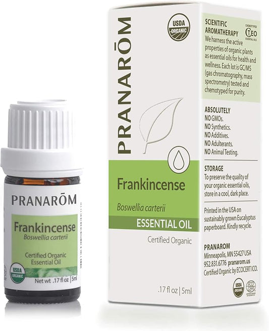 Pranarom USDA Certified Organic Frankincense Essential Oil (5ml), 100% Pure Undiluted Therapeutic Grade from Somalia for Aromatherapy, Diffuser, Skincare, Relaxation, Meditation-FemmiqueWomen