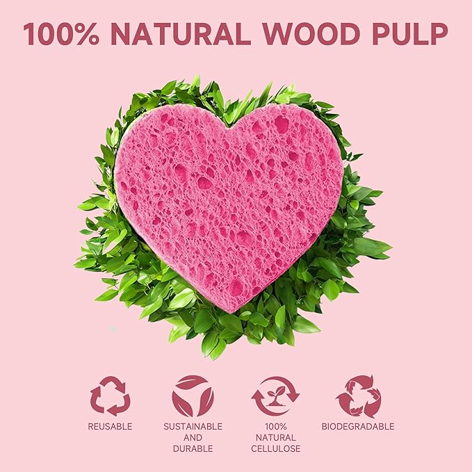 100 Count Compressed Pink Facial Sponges | 100% Natural Cellulose Eco-Friendly Makeup Sponges for Gentle Cleansing, Exfoliating & Stubborn Makeup Removal | Travel & Home Beauty Essentials for Women-FemmiqueWomen