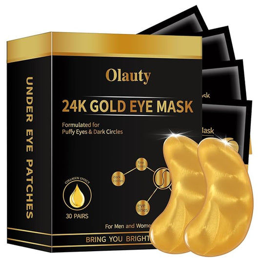 24K Gold Under Eye Patches,Black Box Collagen Anti-Aging Moisturize Under Eye Mask,Reducing Fine and Lines Dark Circleeye Patches,Gel Eye Masks Beauty & Personal Care-FemmiqueWomen
