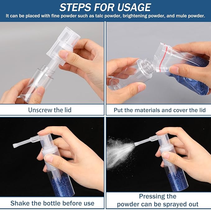 2 Pcs Empty Powder Spray Bottle, Cake Glitter Spray Bottle, Makeup Powder Spray Bottle, Barber Spray Bottle, Dry Powder Spray Bottle for Makeup Powder, Dusting, Glitter, Dry Cleaning Powder, Crafts-FemmiqueWomen