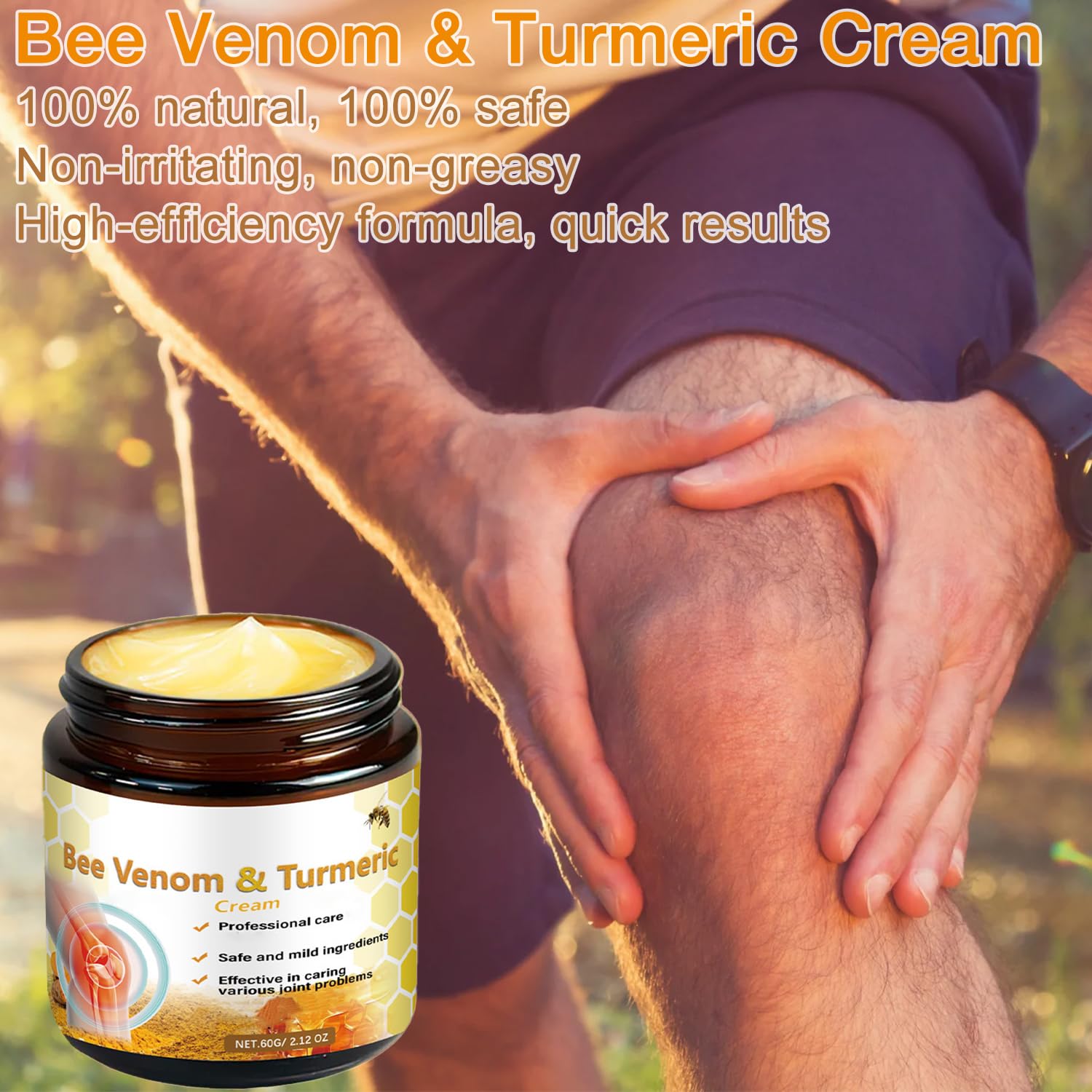 2Pcs Professional Bee Venom Joint,Bee Venom & Turmeric Cream,Natural Bee Venom Cream,Effective for The Back,Waist,Neck,Hands,Knees-FemmiqueWomen