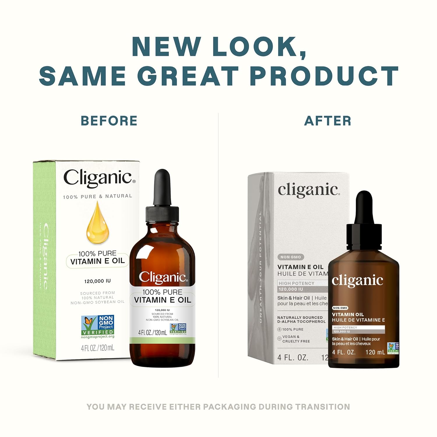 Cliganic Pure Vitamin E Oil for Skin, Scars, Hair & Face - 120,000 IU, Non-GMO Verified | Natural D-Alpha Tocopherol-FemmiqueWomen