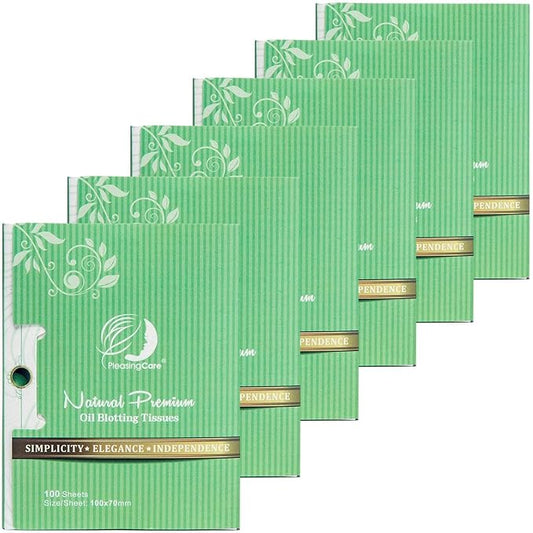 Facial Oil Blotting Paper For Oily Skin, 100 Count, pack of 6 - Natural Green Tea Face Absorbing Sheets, Skin Care and Oil Control Must Have For Both Female and Male-FemmiqueWomen
