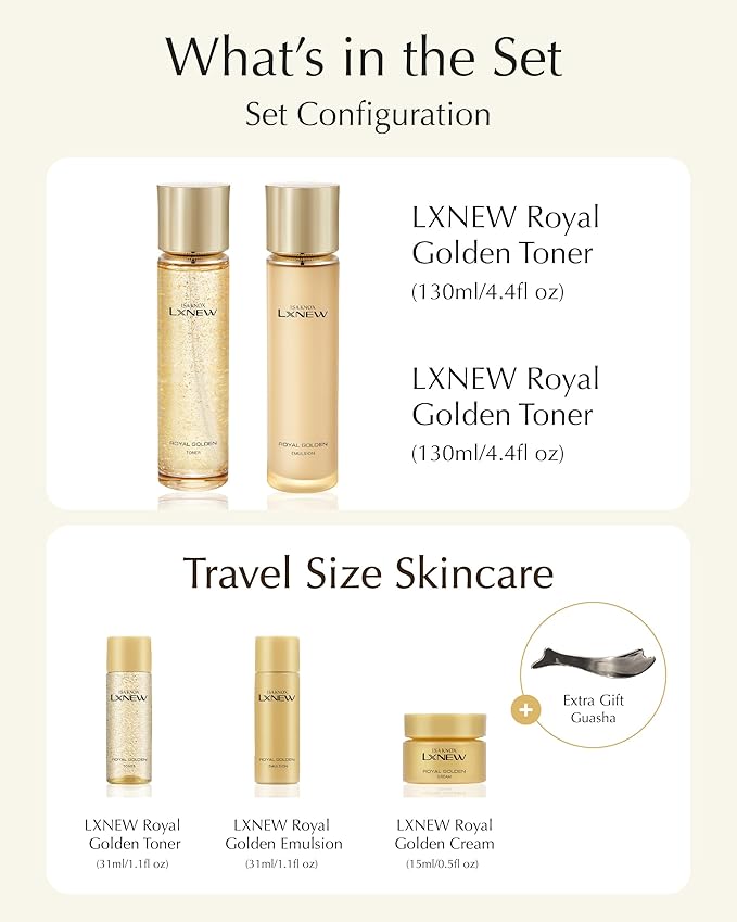 ISA KNOX LXNEW Royal Golden Skincare Gift Set (11.4fl oz) - Luxury Gift Set for Rejuvenation and Youthful Radiance. Korean Skincare by LG Beauty. Royal Peptides & Jelly, Niacinamide,-FemmiqueWomen