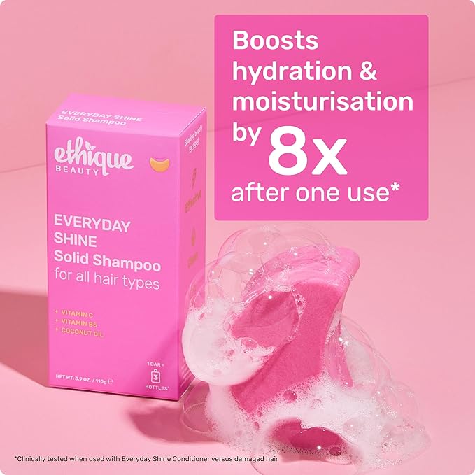 Ethique Everyday Shampoo Bar for soft, shiny hair with Vitamin C - Plastic-Free, Cruelty-Free, Vegan, 3.88 oz - Formerly Pinkalicious-FemmiqueWomen