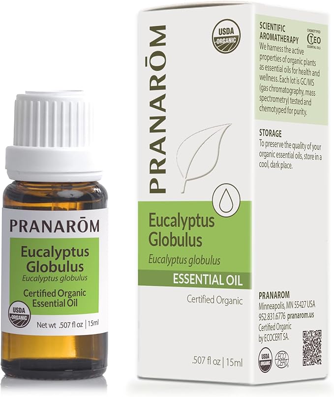 Pranarom USDA Certified Organic Eucalyptus Globulus Essential Oil (15ml), 100% Pure Undiluted Therapeutic Grade from Portugal for Aromatherapy, Diffuser, Topical Care, Relaxation-FemmiqueWomen