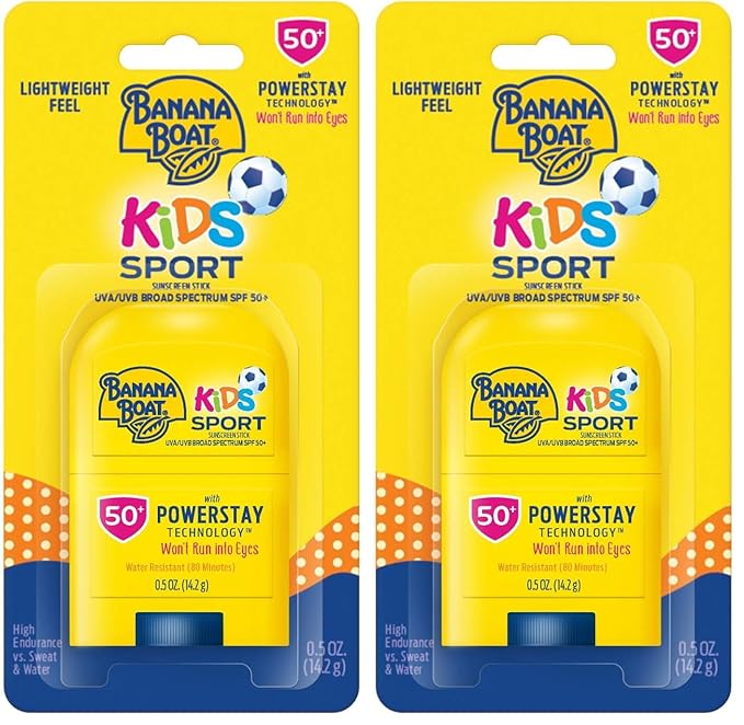 Banana Boat Kids Sport Sunscreen Stick SPF 50, 0.5oz | Travel Size Sunscreen, Childrens Sunscreen, Kids Sunblock, Oxybenzone Free Sunscreen for Kids, Mini Sunscreen SPF 50, 0.5oz (Pack of 2)-FemmiqueWomen