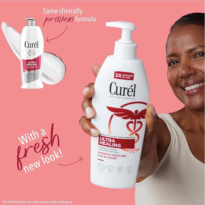 Curel Ultra Healing Intensive Fragrance-Free Lotion For Extra-Dry Skin, Dermatologist Recommended, Ideal for Sensitive Skin, Cruelty Free, Paraben Free, 20 Oz-FemmiqueWomen