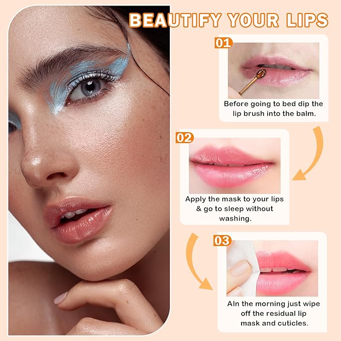 3PCS Bee Lip Balm Honey Pot Honey Watermelon Green Apple Lip Balm Lip Sleeping Mask Moisturizing Hydrating Bee Lip Balm Lip Care Products for All Skin Types (Honey Watermelon Green Apple)-FemmiqueWomen