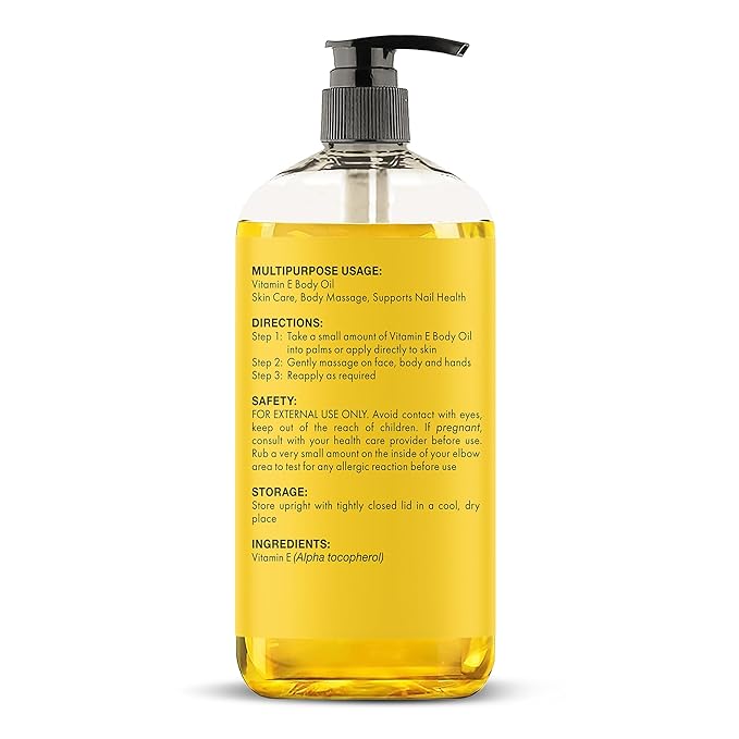 Majestic Pure Vitamin E Oil - 100% Pure & Natural, 20,000 IU | Premium Grade, Cold-Pressed and Tocopherol to Repair Dry, Damaged Skin| Moisturizing Skin, Hair and Scalp 8 Fl Oz-FemmiqueWomen