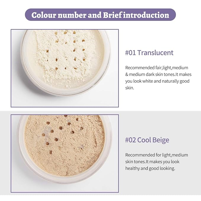 PHOERA Setting Powder Controls Oil,Setting Powder Makeup Light,Loose Powder Makeup Coverage,Loose Setting Powder Mini,0.17oz (01#Translucent)-FemmiqueWomen