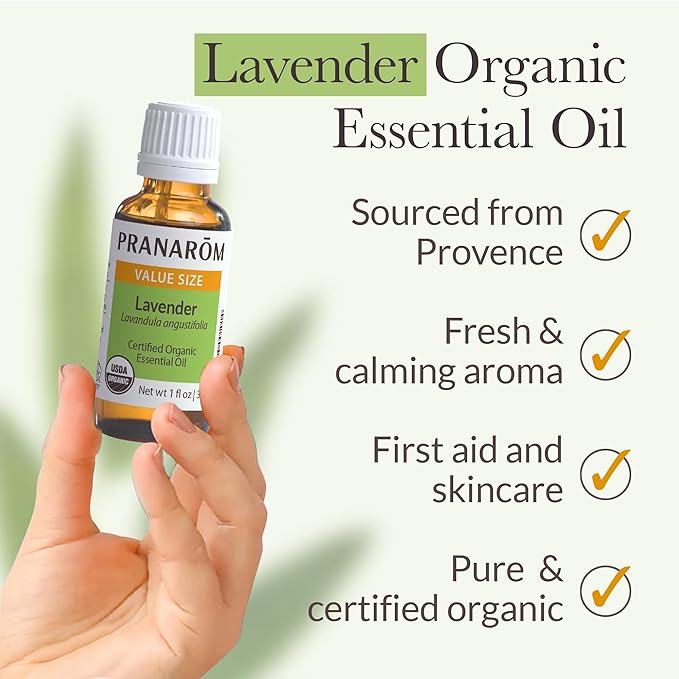Pranarom USDA Certified Organic Lavender Essential Oil (30ml), 100% Pure Undiluted Therapeutic Grade from French Alps for Aromatherapy, Diffuser, Healthy Skin & Hair, Massage, Relaxation-FemmiqueWomen