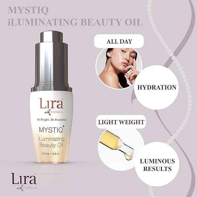 Lira Clinical MYSTIQ iLuminating Beauty Oil - Vitamin C Face Oil with Plant Stem Cell Extract - Hydrates Skin with Argan, Baobab with Antioxidants - Facial Drops for Daily Skincare Routine - 0.5 Oz-FemmiqueWomen
