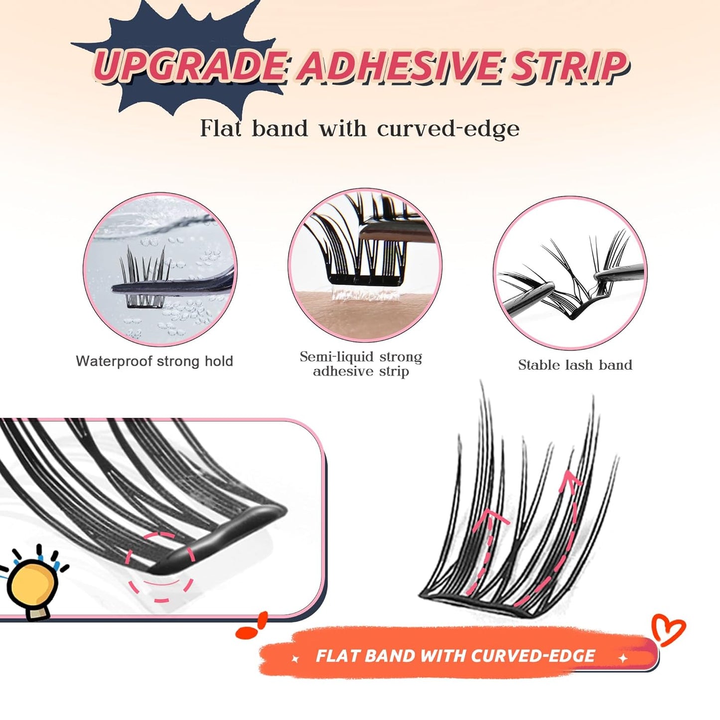 GAQQI Self Adhesive Lash Clusters, Pre Glued Eyelashes 10-14mm Wispy Cluster Lashes, Press On No Glue False Eyelashes, Strong Adhesive & Reusable Glueless（PG4）-FemmiqueWomen