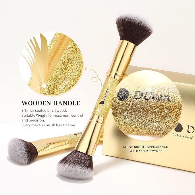 DUcare Makeup Brushes Duo End Foundation Powder Buffer and Contour Brush Synthetic Cosmetic Tools 2Pcs-FemmiqueWomen