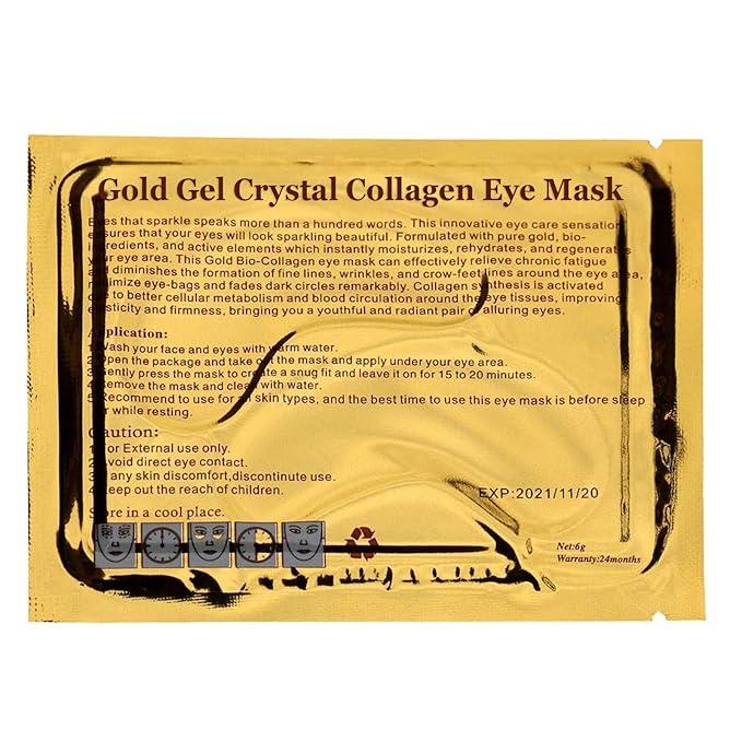 Jakuva 29PCS Gold Gel Crystal Collagen Eye Mask Under Eye Patches For Puffy Eyes and Dark Circles, Hydrating & Anti Aging,24k Gold Eye Mask Eye Patches for Moisturizing-FemmiqueWomen