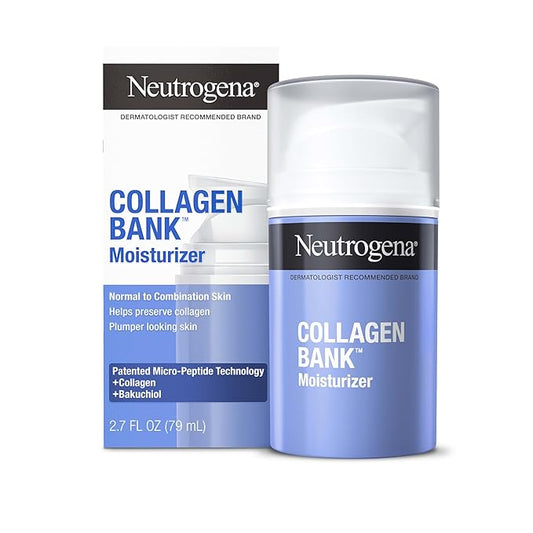 Neutrogena Collagen Bank Face Moisturizer, Larger Size Anti-Aging Face & Neck Collagen Cream, Bakuchiol, Face Lotion Supports Skin’s Natural Collagen for Visibly Plump Skin, 2.7 fl. oz-FemmiqueWomen