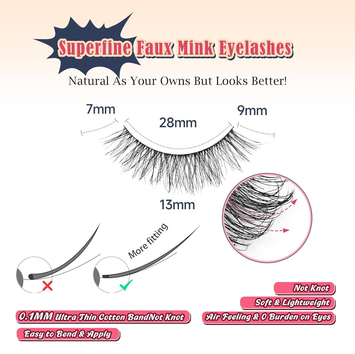 Natural Lashes Fake Eyelashes Pack C Curl Strip Lash 7 Pair Siligli-FemmiqueWomen