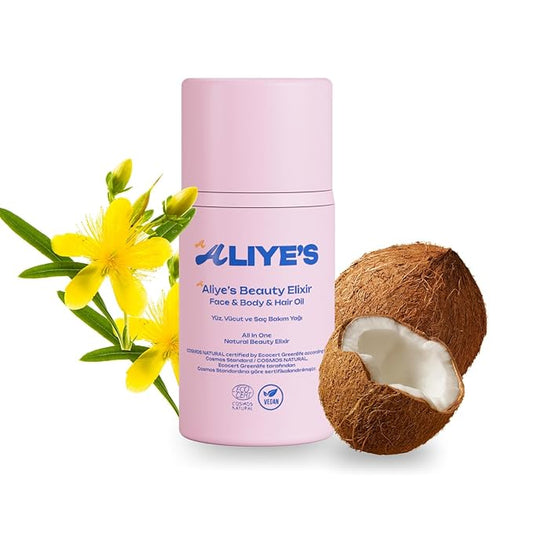 ALIYE'S A Beauty Elixir - All In One - Face & Body & Hair Oil Ecocert/Cosmos Natural Certified, Vegan, Non-GMO, Alcohol - Silicone Paraben Free, Derma-FemmiqueWomen