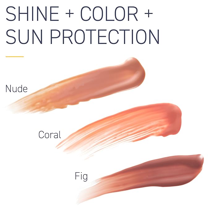 Brush On Block Sun Shine Protective Lip Oil 3 Color Variety Pack, Broad Protection Hydrating SPF 30 Mineral Sunscreen, Nude Tint, Coral, and Fig-FemmiqueWomen