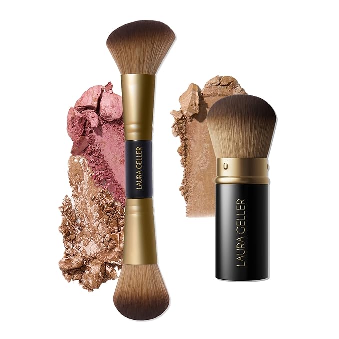 LAURA GELLER NEW YORK Face It All 2pc Makeup Brush Set - Retractable Airbrush Kabuki Brush + Dual-Ended Blush and Bronzer Brush-FemmiqueWomen