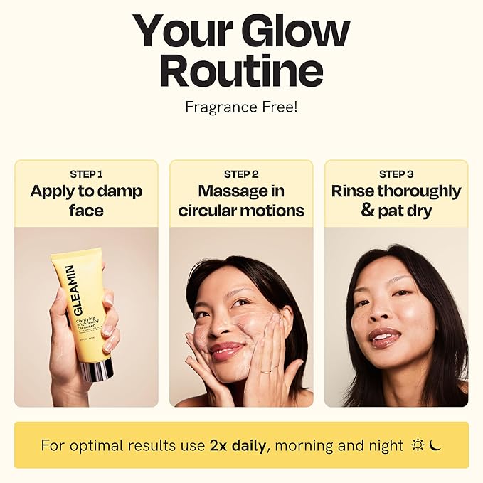 Gleamin Vitamin C Face Wash & Facial Cleanser - Cream to Foam 2% Salicylic Acid Cleanser with Paw Paw & Turmeric - Gentle Exfoliating Facewash for Women & Men, Oily & Combination Skin, 3.4 fl oz-FemmiqueWomen