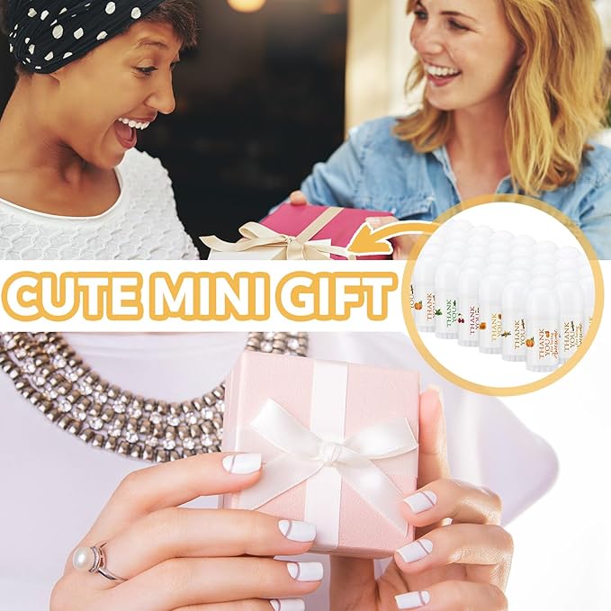 25 Pcs Mini Lip Balm Bulk 5 Assorted Flavors Thank You Lip Balm Employee Appreciation Gifts Dry Chapped Lip Care Products for Adults Coworkers Women Friend Wedding Bridal Shower Baby Shower-FemmiqueWomen