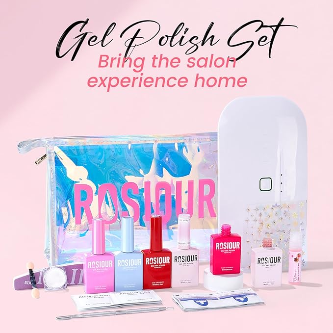 Jelly Gel Nail Polish Kit with U V Light, Hema-Free Milky Jelly White Pink Nude Orange Gel Polish Set with Base & Top Coat Chrome Nail Powder, 4 Colors Mini Salon Nail Art Starter Gift for Women Girl-FemmiqueWomen