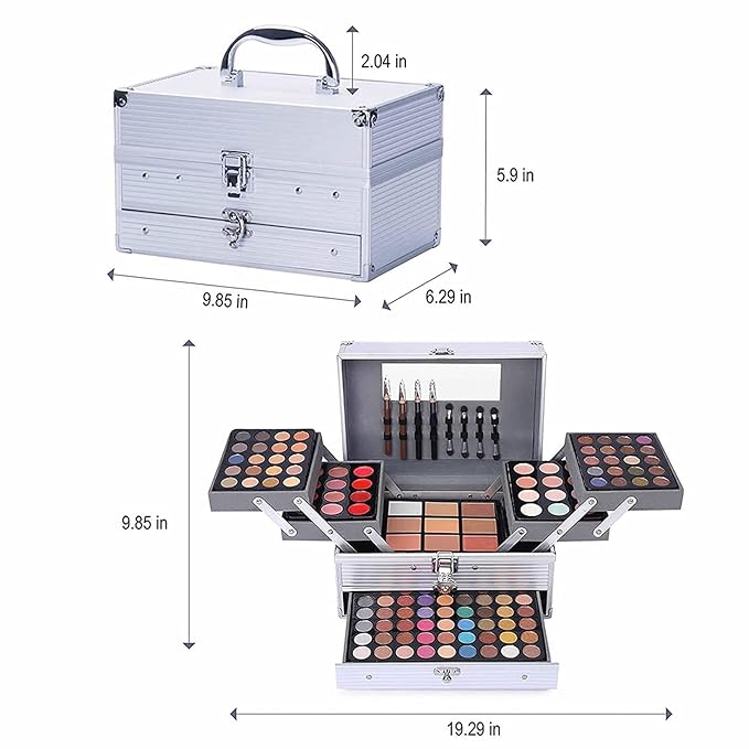 132 Color All- In- One Makeup For Women Full Kit,Professional Makeup Kit,Makeup Gift Set for Women,Girls&Teens,Include eyeshadow/lipstick/concealer/Lip Gloss/Eyeliner/Mascara（006N2-Silver）-FemmiqueWomen