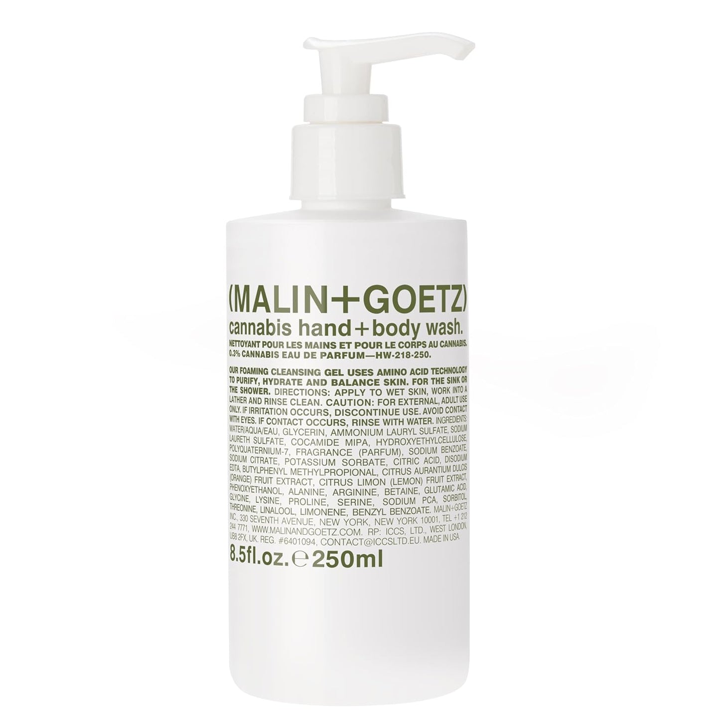 MALIN+GOETZ Cannabis Hand and Body Wash, White, 8.45 Fl Oz (Pack of 1)-FemmiqueWomen