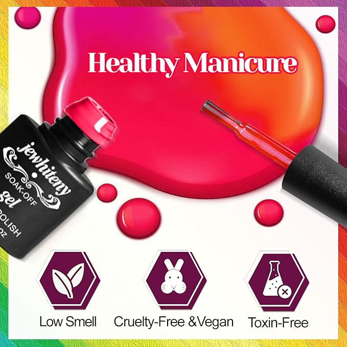 JEWHITENY 45 PCS Gel Nail Kit with 42 Colors Nail Polish Set Green Blue Red Pink Collection Gifts for Women-FemmiqueWomen