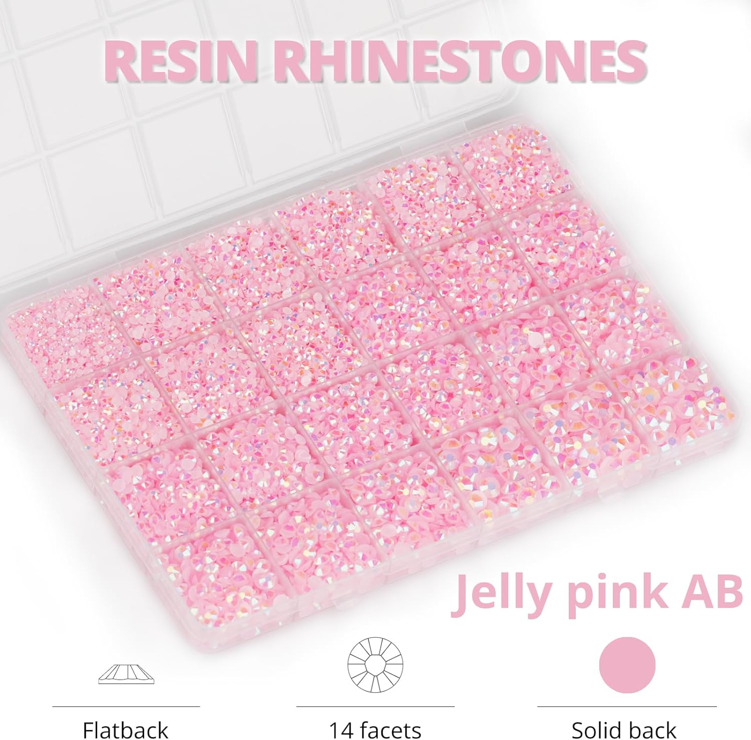 30000Pcs Resin Jelly Rhinestones for Crafting Bedazzling, Pink ab Flatback Gems Jewels for Crafts Clothing Shoes Fabric Tumblers Phone, Flat Back Light Pink Crystal S6/10/16/20/30 with b7000 Glue-FemmiqueWomen