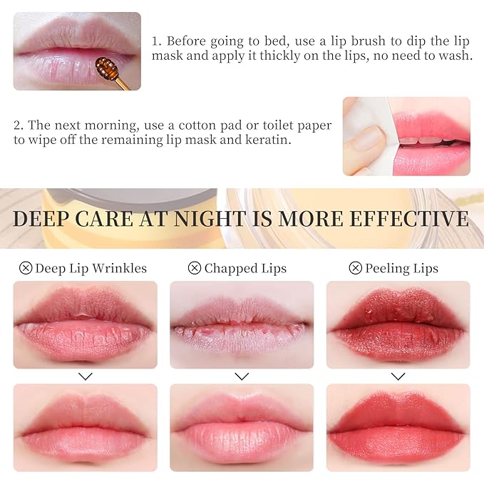 2 PCS Bee Honey Lip Balm Honey Pot, Bee Honey Lip Mask, Reduces Lip Lines, Hydrate & Moisturizing Lip Skin Care, Prevention Dry Cracked Lips, Bee Honey Lip Balm for Lip Repair Treatment-FemmiqueWomen