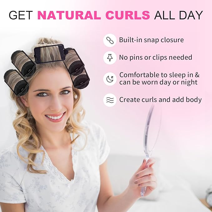 36 Pieces Soft Foam Hair Curlers - Flexible Sleeping Curlers for Hair Styling (1.2inch, Black)-FemmiqueWomen