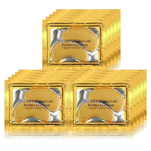 24K Gold Crystal Collagen Under Eye Mask, Anti Aging Hyaluronic Acid Under Eye Patches for Moisturizing & Reducing Dark Circles (15 Pairs)-FemmiqueWomen