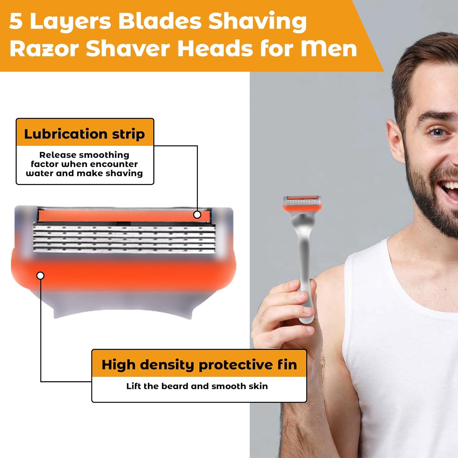 24Pcs Premium Razor Blades for Men - 5-Layer Stainless Steel Refills Compatible with Fusion 5 Style Razors, Smooth Shaving Replacement Cartridges Value Pack-FemmiqueWomen